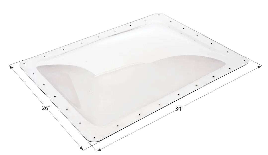 01858 – ICON Skylight, 4 Inch High Bubble Type Dome Rectangular For 30 Inch Length x 22 Inch Width Opening 34 Inch Le...